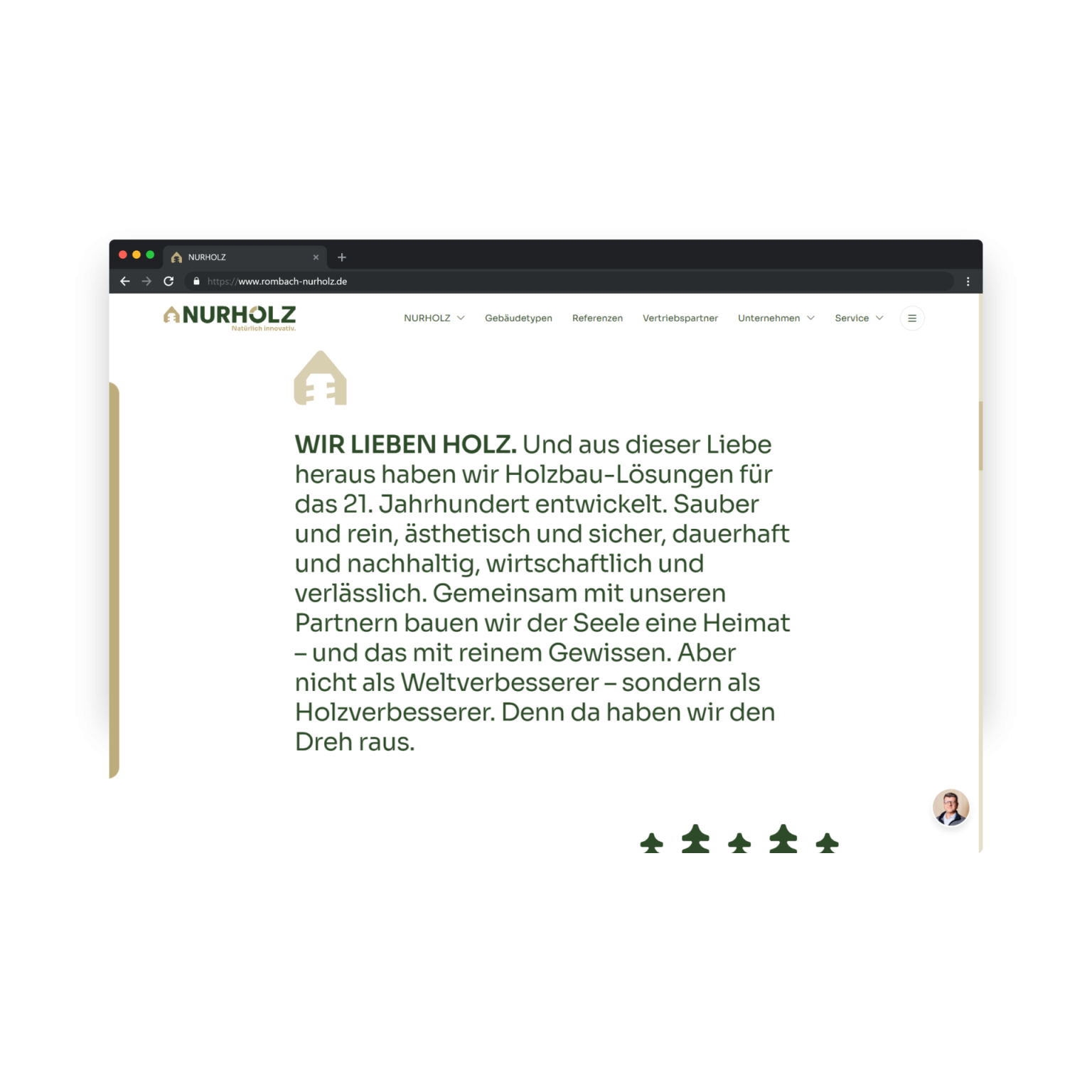 Intro auf der Website von NURHOLZ